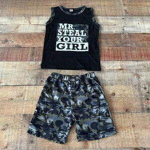 Boutique Mr. Steal Your Girl Tank Top and Camo Shorts Set -2/3Y (100)